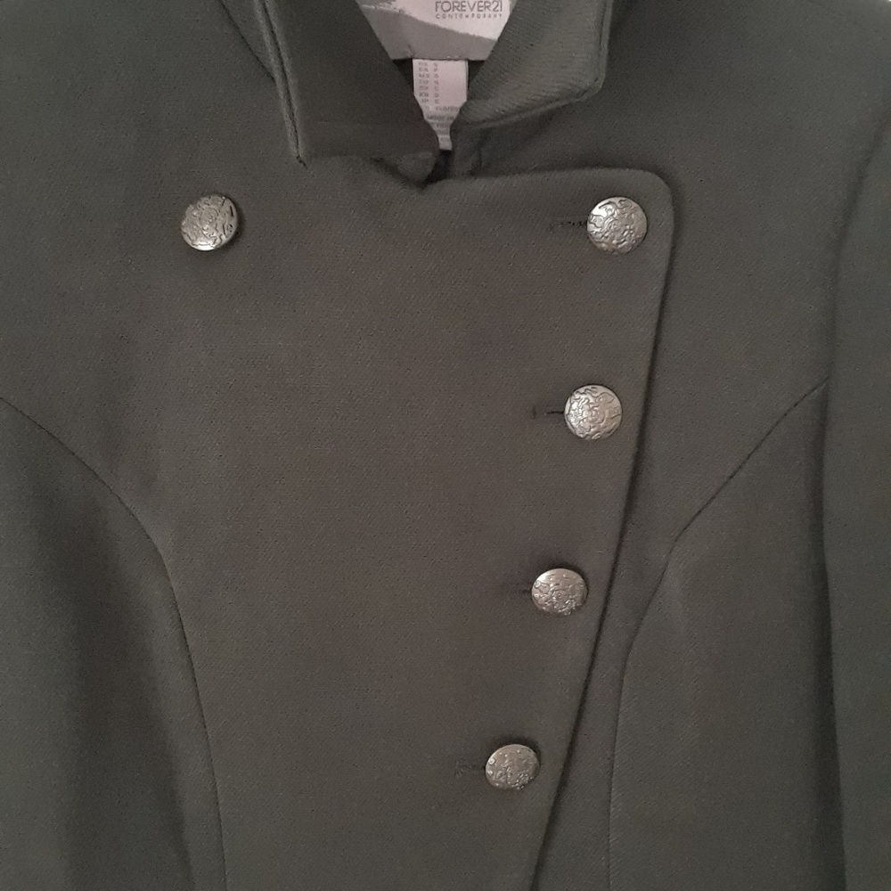 5-Button Contemporary Army Green Coat - Picture 6 of 8